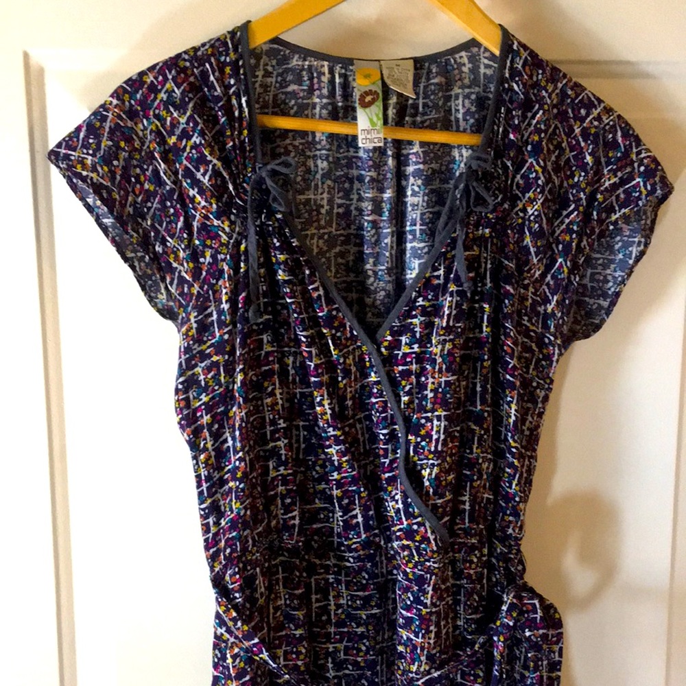 Mimi Chica Floral Convertible Wrap Dress Medium with Bow Ties